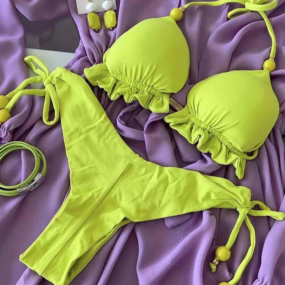 RUOTONGSEPT 2025 Nuovo Sexy Costume da Bagno Triangolare in 13 Colori per Donne, Bikini Brasiliano, Costume Push-Up, Set Bikini da Spiaggia