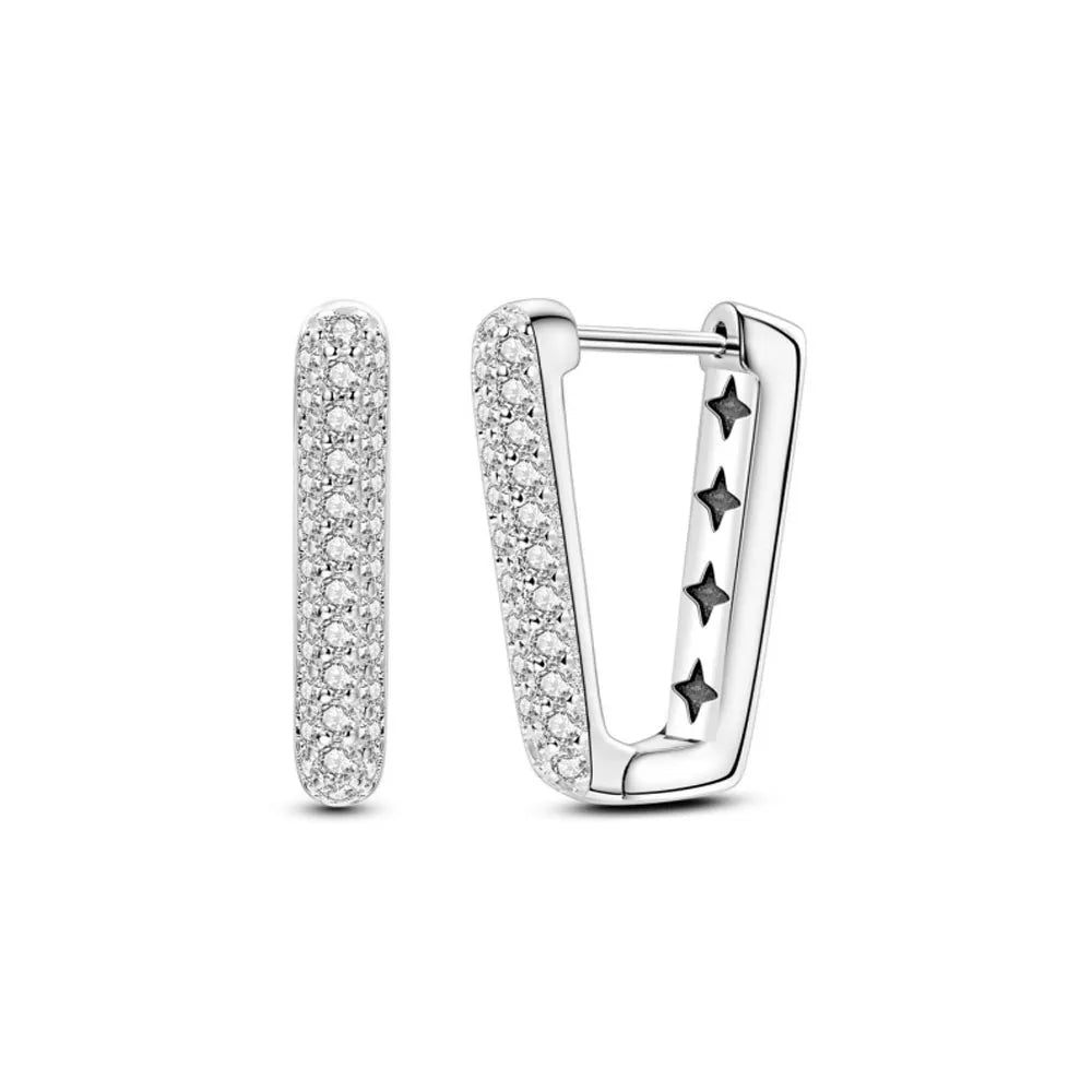 2025 Orecchini a cerchio in cristallo per le donne Orecchini gioielli Farfalla rosa Bule Moon Star Orecchini originali in argento sterling 925
