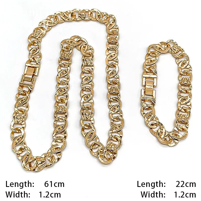 Set di Gioielli Originali per Uomo, Collana e Bracciale Hip Hop Placcati in Oro, Gioielleria alla Moda per Feste, Uso Quotidiano e Regali