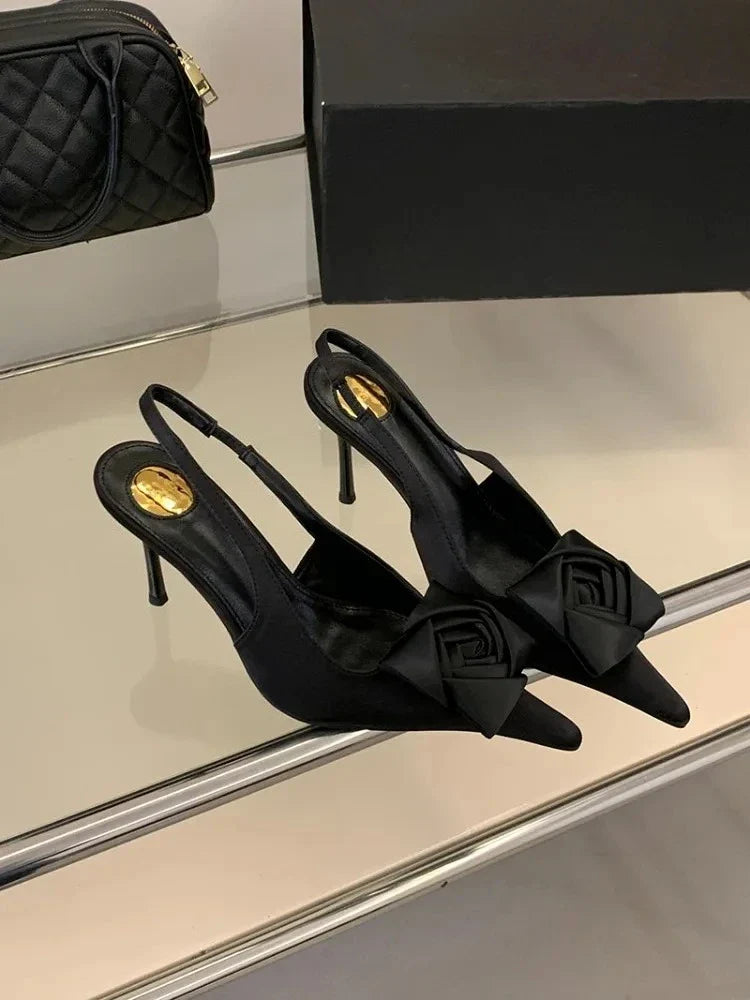 Aneikeh Summer Street Style Elegant Sexy Flower Designer Pointed Toe High Heels Women Shallow Fashion Pumps Banquet Dress Shoes