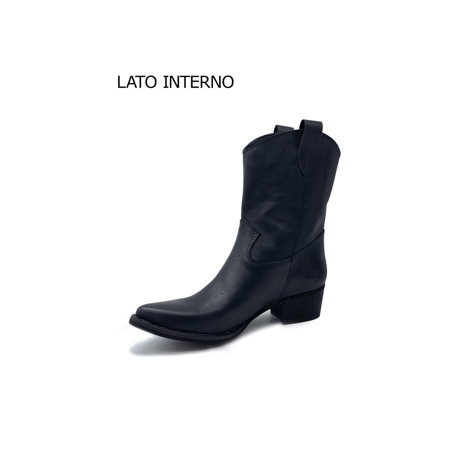 PAMELA Stivaletto texano in VERA PELLE NERO