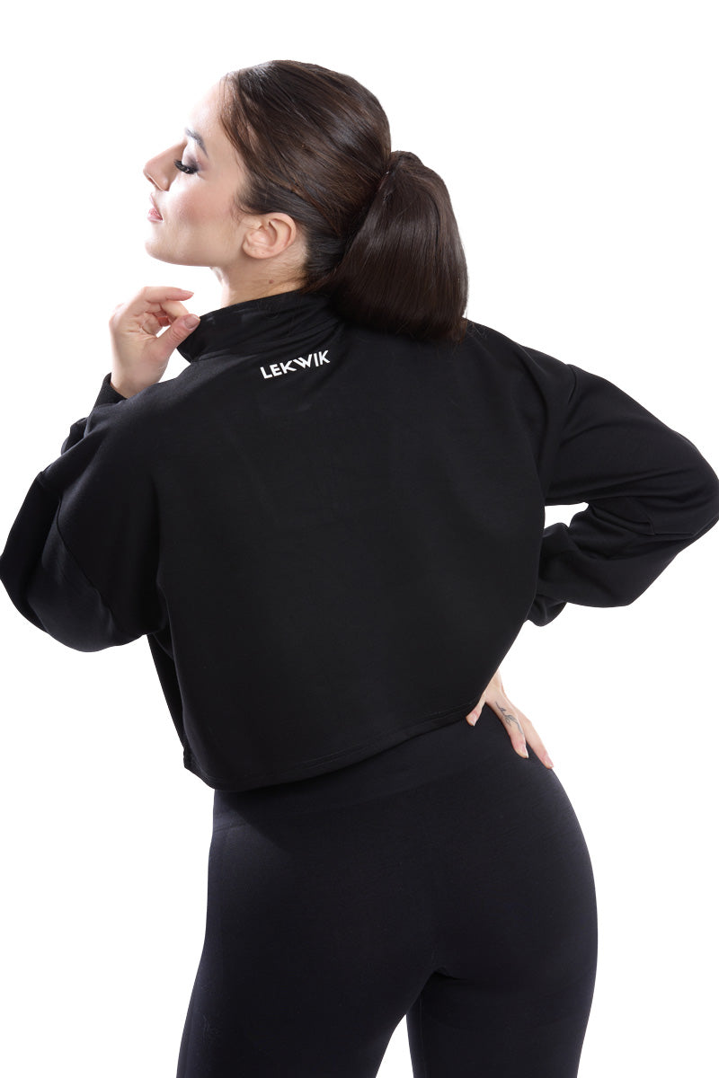 Felpa a vita corta nera modello IRIS