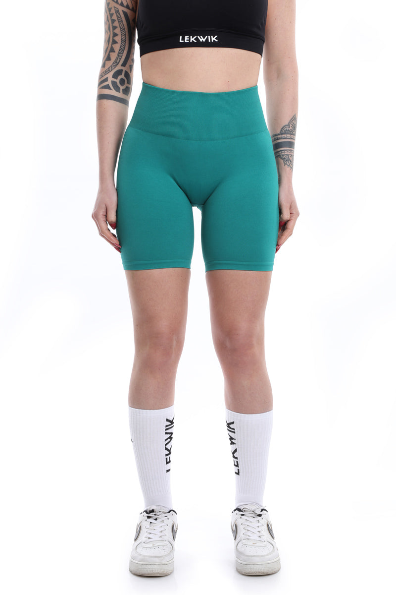 Shorts smeraldo modello EVA a vita alta senza cuciture