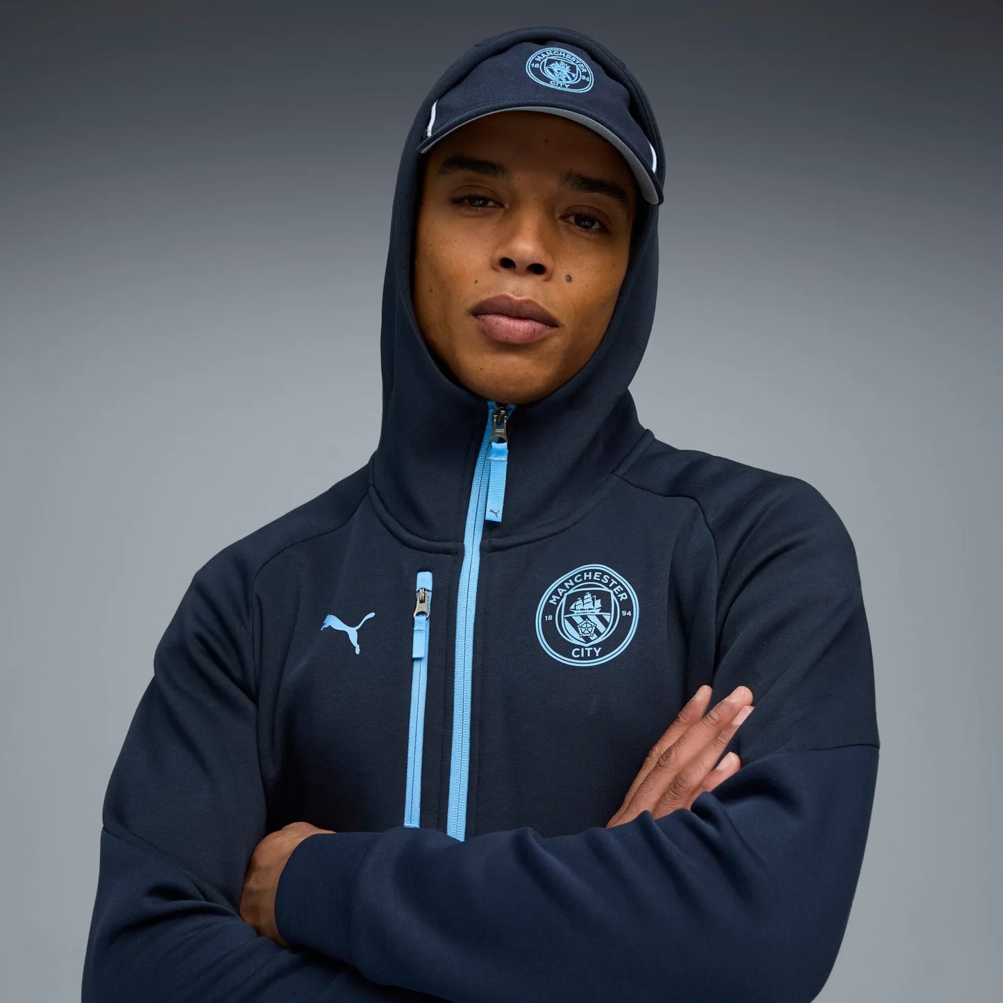 Felpa Calcio Puma PUMATECH FZ Full Zip Hoodie Manchester City Blu 2025/2026