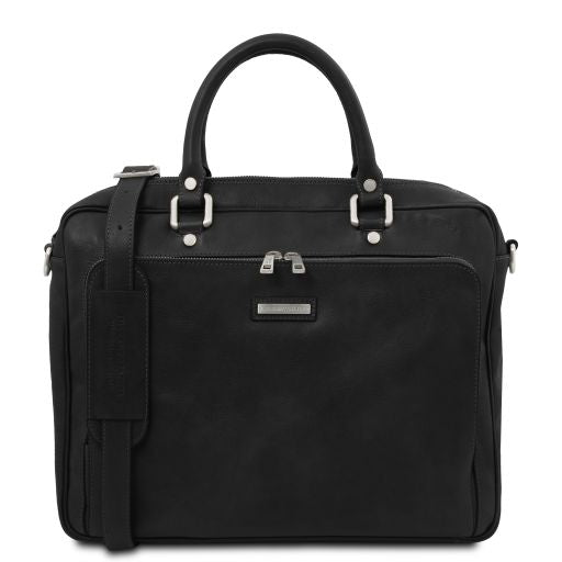 Pisa - Borsa porta computer da lavoro con tasca frontale in pelle