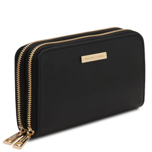 Gaia - Portafogli in pelle con doppia zip around