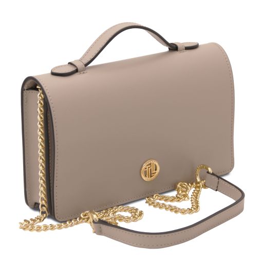 Opera - Pochette in pelle con tracolla a catena