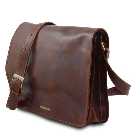 Messenger double - Borsa a tracolla 2 scomparti in pelle